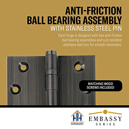 Door Hinges 4.5 X 4.5 Solid Brass Ball Bearing Pewter (Us17A) With Acorn Tips #TOP3