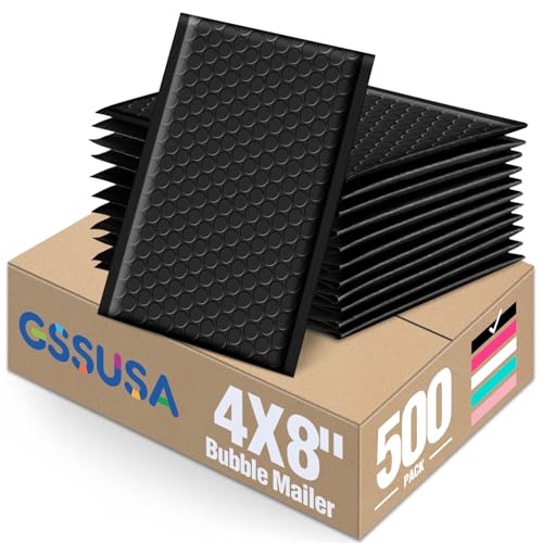 GSSUSA enveloppes à bulles noires 4x8 po 500 pack