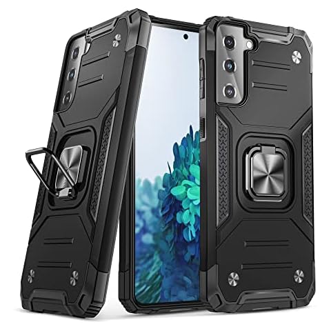 wocoxo Stand Series for Samsung Galaxy S21 case, [Military Grade Shockproof][Metal Ring Kickstand] Heavy Duty Dual Layer Armor Protective Mobile Phone Case Cover for Samsung Galaxy S21 (Black) Cover