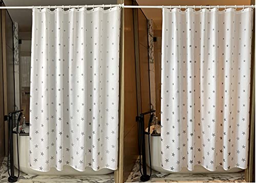 Young Da Star Shower Curtain, Grey And White Pentagram Pattern For Bathroom, Fabric Polyester, Waterproof Washable, 72X72Inch With 12Hooks #TOP3