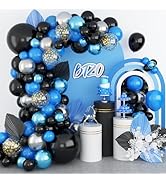 Blue Black Balloon Garland,BTZO Balloons Arch Kit With Metallic Blue Metallic Silver Balloons,Gol...