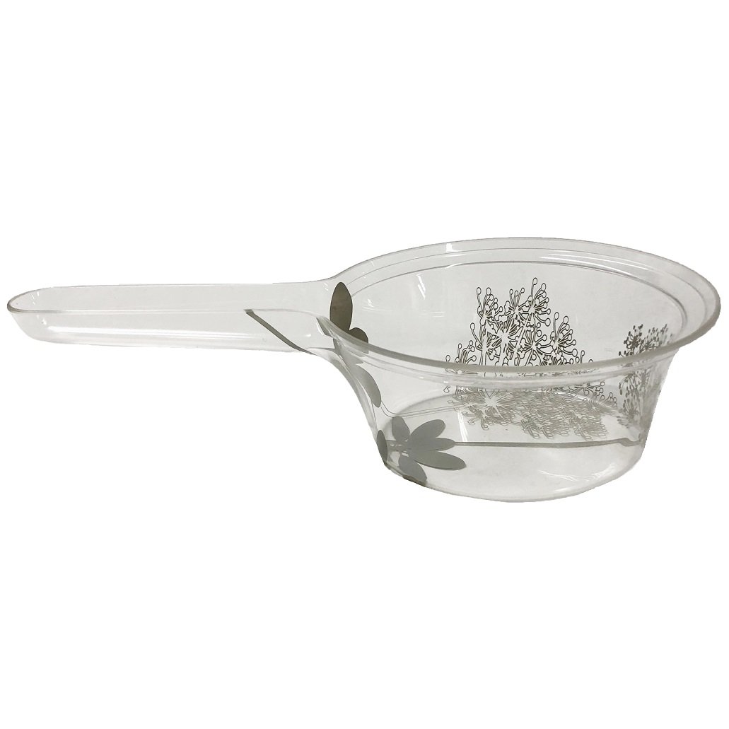 Senko 54951 Salina Handtub with Handle, Washbasin, Approx. 11.2 x 6.3 x 2.6 inches (28.4 x 15.9 x 6.5 cm), Clear, Modern Plants Pattern