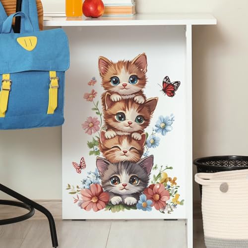 Vinilo Decorativo Gatos Apilados Acuarela para Niños miniatura 3
