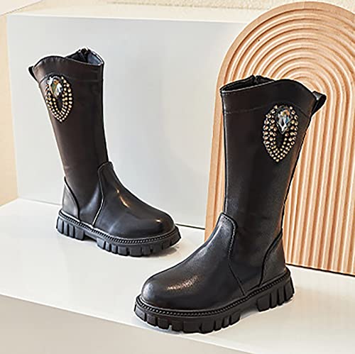 Toddler Girls Boots Little Kid Shoes Knee Boots Booties for Babies (Black, 2 Big Kids)4