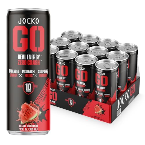 Image of Jocko GO Energy Drinks Sugar Free - KETO, Vitamin B12, Vitamin B6, Nootropic - Sugar Free Energy Drinks w /Monk Fruit (WhoopAssault Watermelon) 12pk
