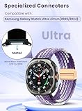 Zeeflufun Braided Elastic Bands for Samsung Galaxy Watch Ultra 47mm(2025/2024) - Magnetic Clasp Nylon Stretchy Band for Galaxy Watch Ultra 47mm Replacement Woven Loop Straps for Men Women No Gap Breathable Durable