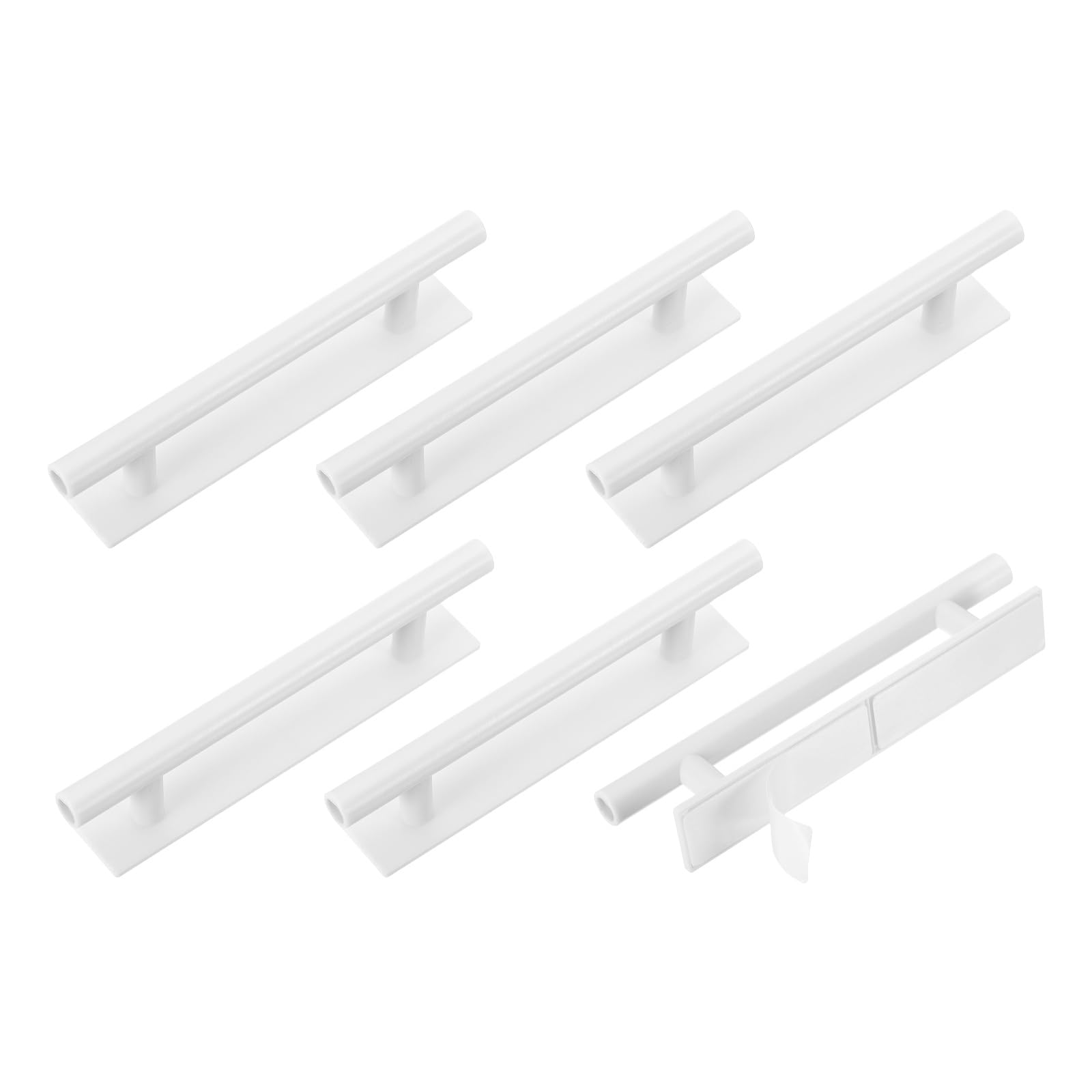 sourcing map 6 Pack Self-Stick Push Pull Helper, 6 Inch Plastic Adhesive Cabinet Handles Round Stick-on Handle for Kitchen Cabinet Window Sliding Closet Door Wardrobe(White)