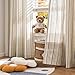 jinchan Colorful Linen Curtains for Nursery Living Room Multi Blue on Beige Striped Curtains for Bedroom Cute Ticking Stripe Farmhouse Baby Boys Kids Room Light Filtering Grommet 2 Panels 84 inch