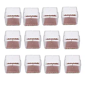 Antrader 12pcs Silicon Furniture Pads Floor Protector Pad Sofa Non-Slip Chair Feet Pad Table Leg with Felt Pads Square Fit 1-5/8