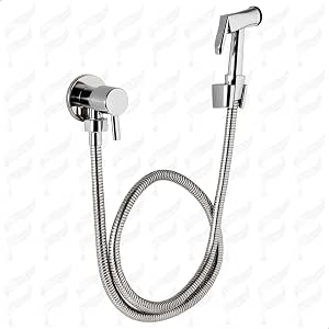 Ducha Higiênica Redonda Inox Banheiro Chuveirinho Higienico Aço Cromado SOFTINOX — Mangueira 1,20m e Registro 1/4 de Volta, Duchinha Dicha Sanitária com Mangueira, Gatilho e Registro Completa