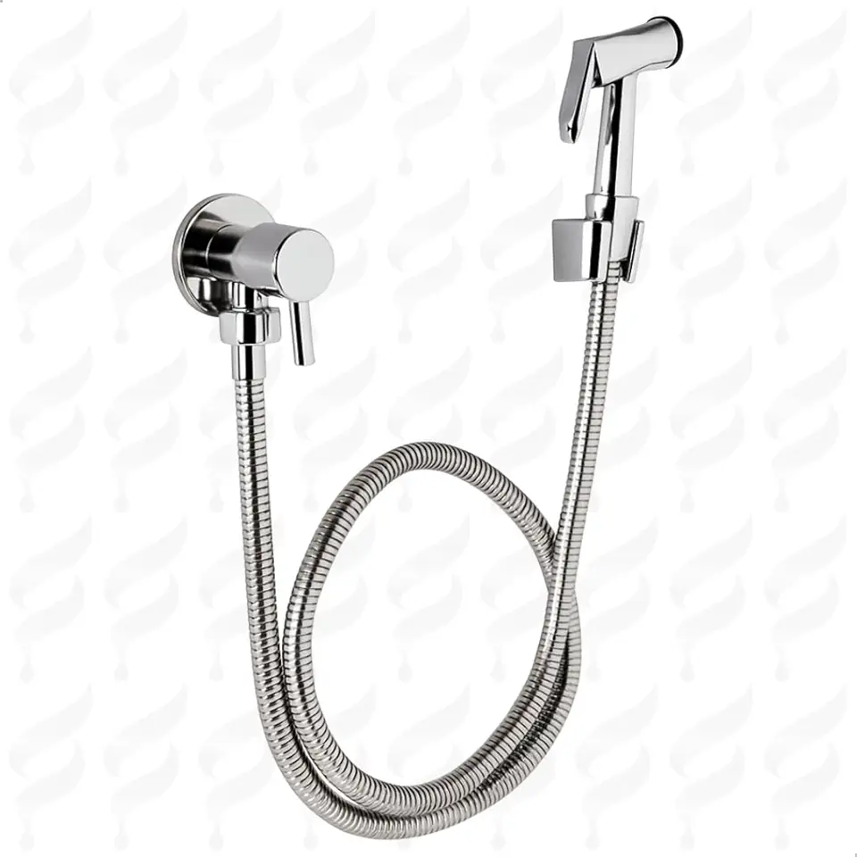 Ducha Higiênica Redonda Inox Banheiro Chuveirinho Higienico Aço Cromado — Mangueira 1,20m e Registro 1/4 de Volta, Duchinha Dicha Sanitária com Mangueira, Gatilho e Registro SOFTINOX Completa