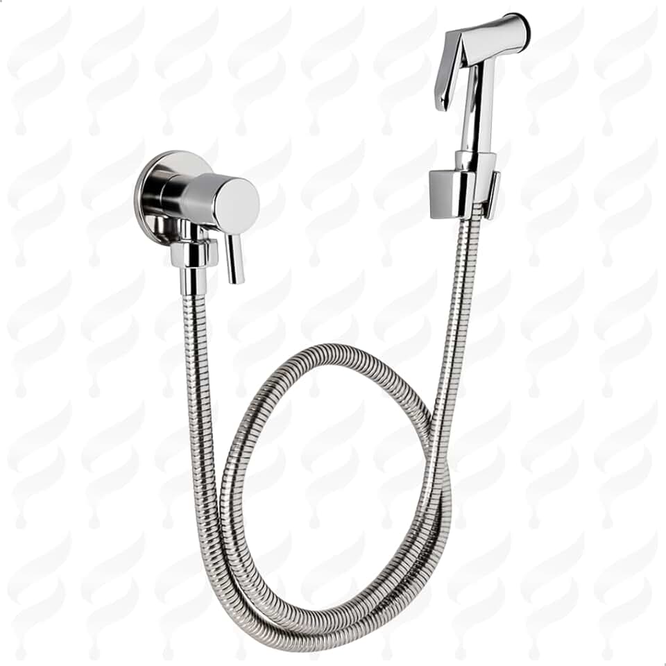 Ducha Higiênica Redonda Inox Banheiro Chuveirinho Higienico Aço Cromado — Mangueira 1,20m e Registro 1/4 de Volta, Duchinha Dicha Sanitária com Mangueira, Gatilho e Registro SOFTINOX Completa