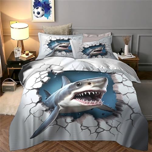 Housse de couette requin illusion 3D ultra douce microfibre résistante - 6