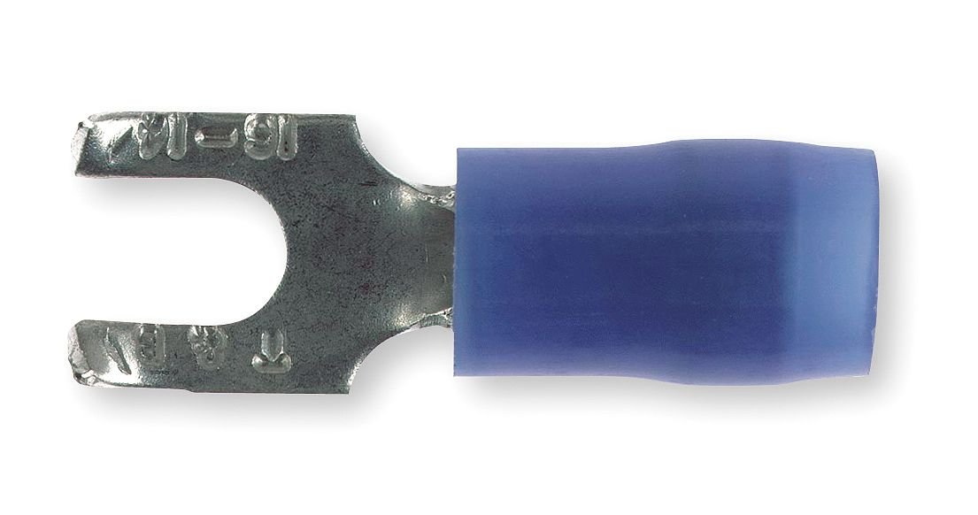 Fork Terminal, Flangd, 6 Stud, Blue, PK100