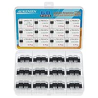 AUKENIEN 12 Werte 60 Stück L7805 LM317 L7806 L7808 L7809 L7810 L7812 L7815 L7818 L7824 L7912 L7915 Positiv Negativ Spannungsregler Sortiment Kit TO-220 Voltage Regulator