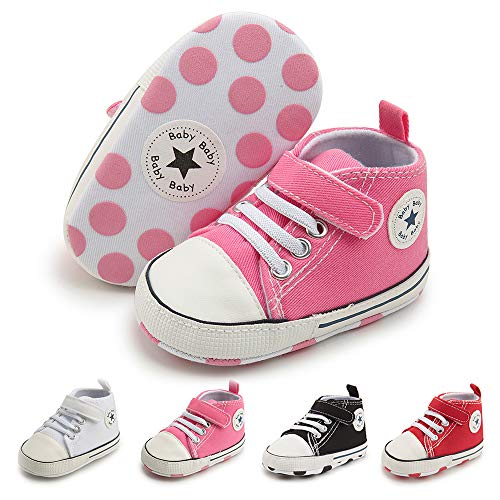Image of Save Beautiful Baby Girls Boys Canvas Sneakers Soft Sole High-Top Ankle Infant First Walkers Crib Shoes