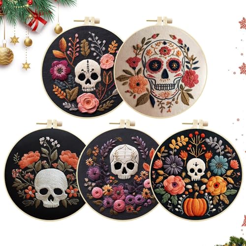 Kit broderie Halloween crâne pour créer une décoration murale gothique fait main en automne
