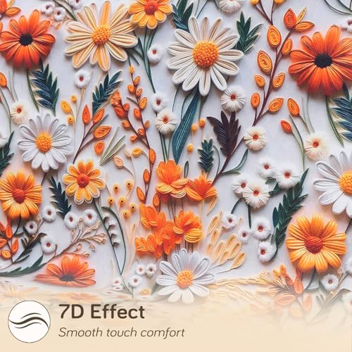 Image of HOKIPO 'Nature Muse' 1 PC Backrest Mat for Sofa Cover | Premium HD Printed Holland Velvet Mat, Marigold Bloom (IN-922-L-D7)
