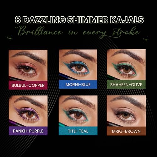 Image of Parul Garg Beauty Bold Define Shimmer Kajal | Smooth Glide Kajal for Eyelid & Lash Line | Long-Lasting, Smudge-Proof & a Dazzling Shine | Vegan & Cruelty-Free (Shaheen-Green)
