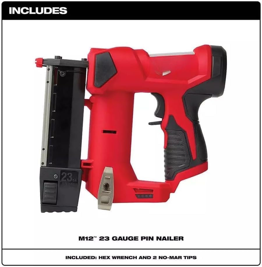 AiSnapes 2540-20 For Milwaukee M12 12V 23 Compact Cordless Pin Nailer - Bare Tool
