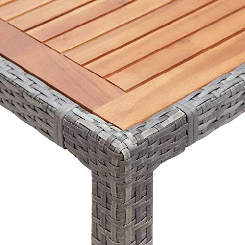 vidaXL Akazienholz Massiv Gartentisch für 8 Personen Garten Esstisch Balkontisch Terrassentisch Gartenmöbel Tisch Grau 190x90x75cm Poly Rattan – Bild 6