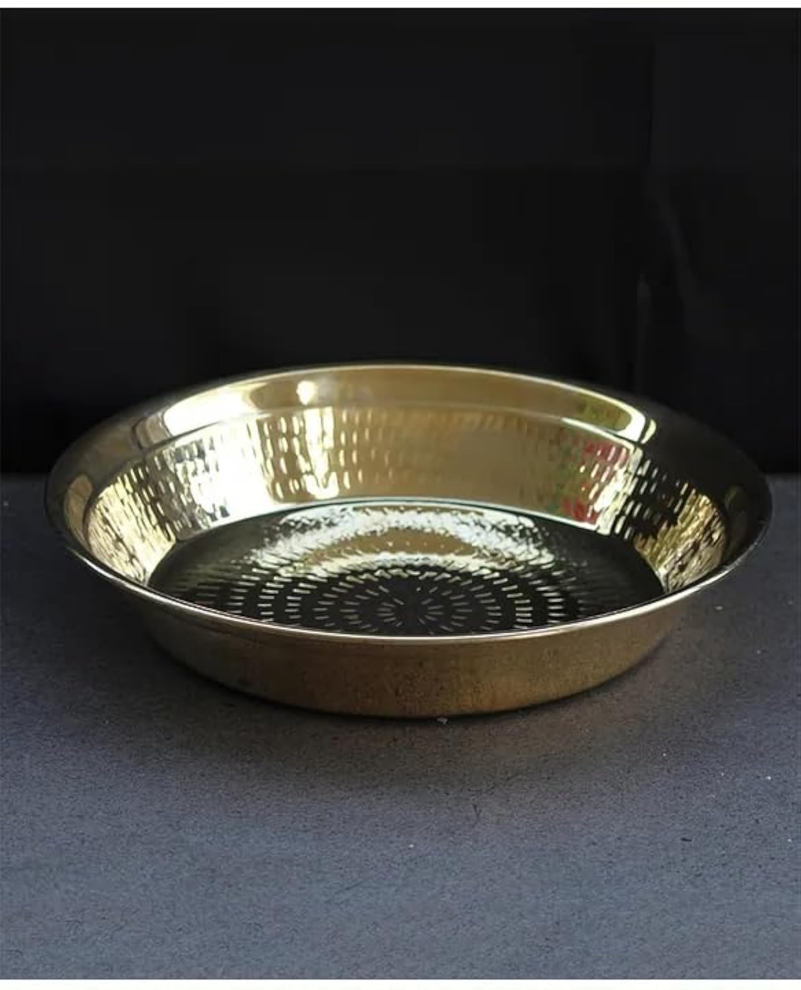 Handmade Brass Pital Parat Platter, 16 Inch, Traditional Design