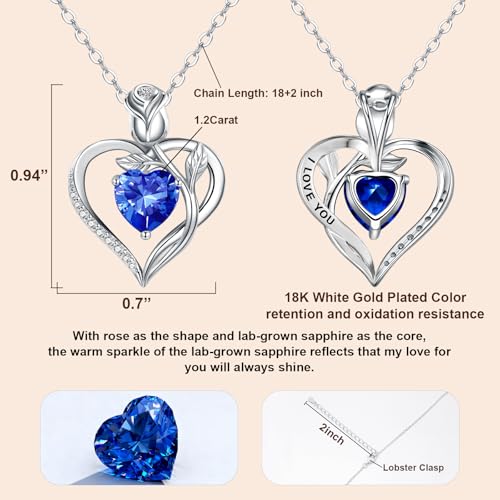 Image of Heart Birthstone Necklace for Women I Love You