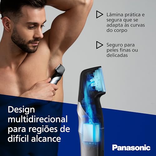 Aparador de pelos corporais para homens Panasonic V-Razor, aparador elétrico de uso seco/molhado, sem fio, com 2 acessórios, barbear multidirecional em áreas sensíveis - ER-GK80-S (Preto) - Imagem 5