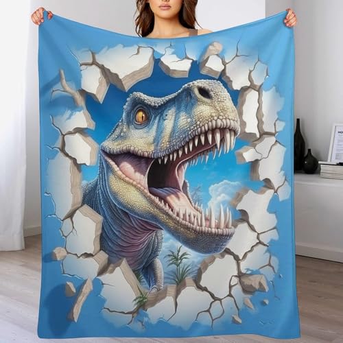 Couverture polaire dinosaure en flanelle douce haute densité
