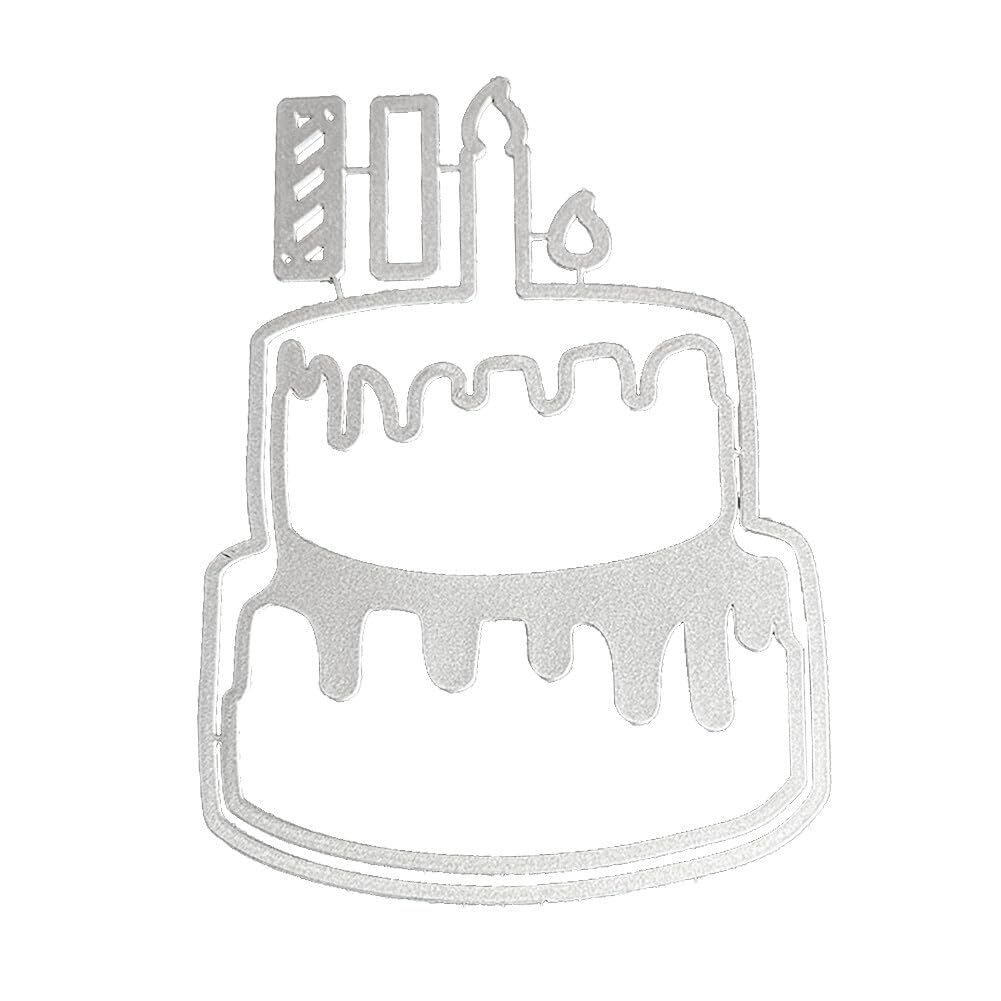 Surakey Anniversaire Matrices De Découpe En Métal 3D Gâteau D'anniversaire Scrapbooking Dies De Decoupe Joyeuse Anniversaire Modèle De Gaufrage Pour