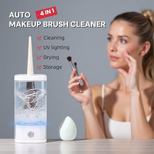 Máquina limpiadora y secadora eléctrica de brochas de maquillaje con luz UV-C, sistema de limpieza automático 3 en 1 para limpieza profunda y secado rápido, diseño silencioso para entusiastas de la - imagen 2
