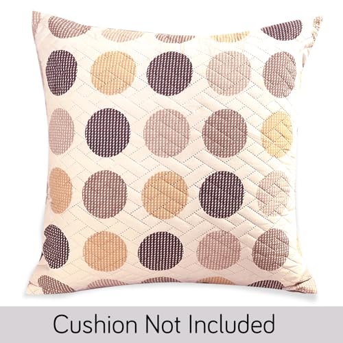 Image of HOKIPO Printed Cushion Cover 22x22 in, Brown Polka Dot