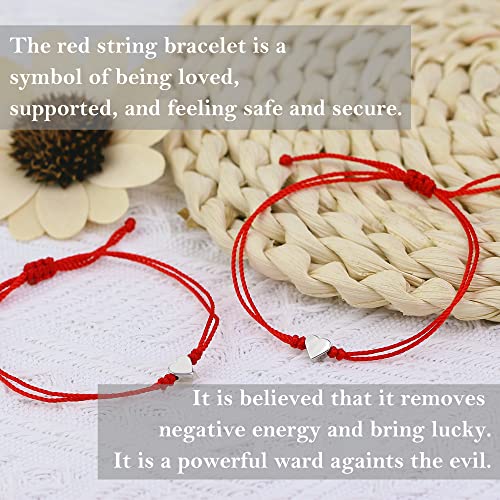 SmileBelle Red Bracelet for Women, Mother Daughter Bracelet with Heart as Friend Protection Jewelry, Red String of Fate as Matching Couple Jewelry for Him Her, Kabbalah Chinese Rope for Family Friend2