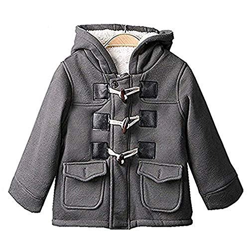 SLLSKY Unisex Baby Fleece Hooded Duffle Jacket Outerwear Zipper Winter Coat, Gray 80