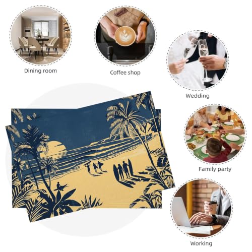 Set de table lavable et facile à nettoyer pour salle à manger, 8 napperons lin - 7