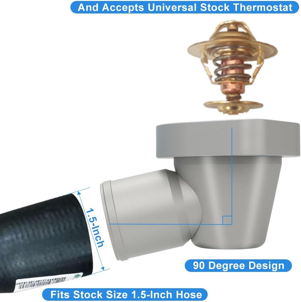 Billet Swivel Thermostat Housings Water Neck 90 1.5" For GM LS LS1 LS2 LS3 Engine Silver
