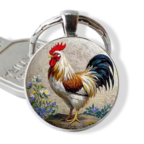Chicken Keychain Set - 2PCS Funny Rooster Alloy Decor Keyring Gift - Image 2