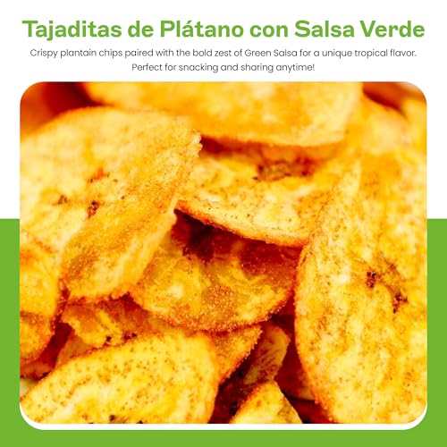 Zambos Plantain Chips ā Delicious Plantain Chips with Green Salsa (Tajaditas de PlĆ”tano con Salsa Verde). Unique Flavor from Salvajes del Trópico - 5.46 ounces (155grams) 6 PACK