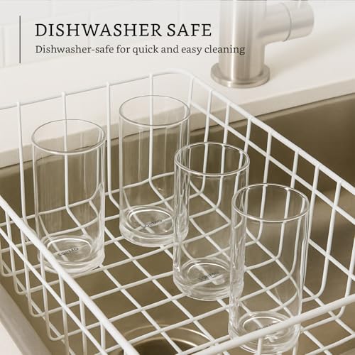 Image of Amazon Brand - Solimo Borosilicate Glass Tumbler - Durable, Toxin-Free, Dishwasher & Microwave Safe, 350ML, Pack of 6