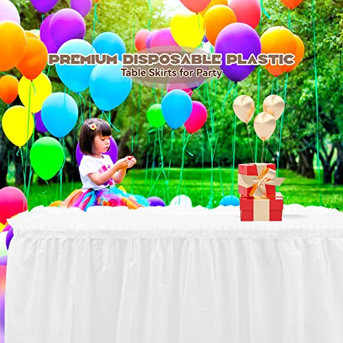 Ymhpride 10 Pack Table Skirt Disposable White Table Skirts Carnival Theme Party Decorations Disposable Plastic Table Skirts For Weddings Reception Engagement Party Baby Shower (29 In X 14 Ft) #TOP5