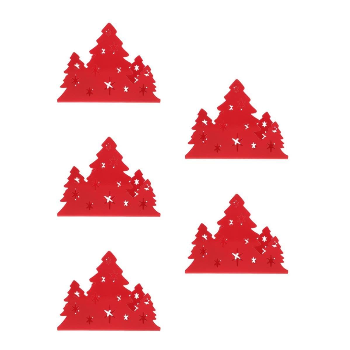 FRCOLOR 5 Pezzi Porta Tovaglioli Albero di Natale in Acciaio Inox Rosso per