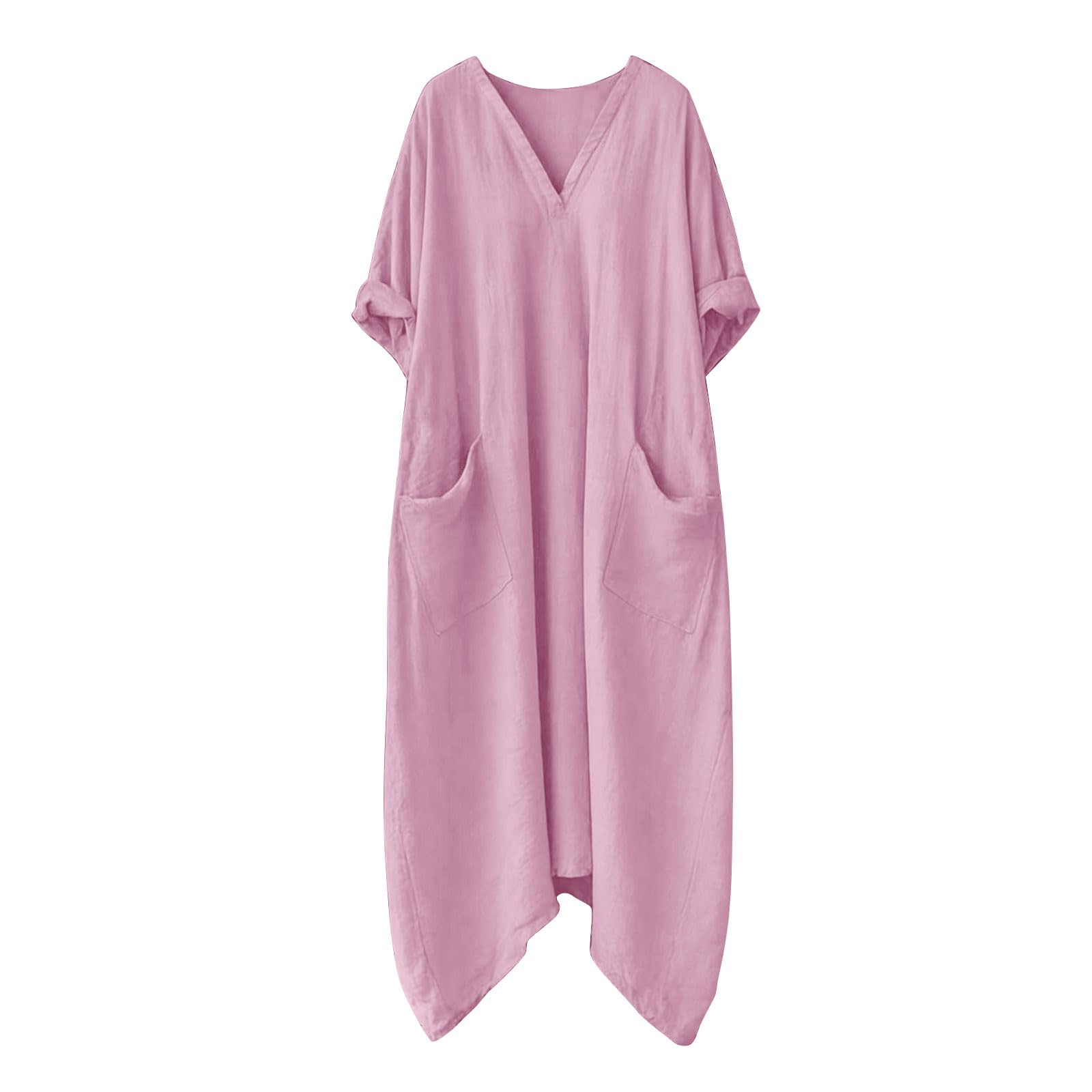 Générique Robes Ete Femme Longue Fluide Bretelles Fines Robe Maxi Débardeur Lin Coton Femme Décontractée Col V sans Manches Coupe ALigne Couleur Unie Robe De Plage Élégante (,)