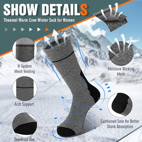 4 Paris Wool Warm Merino Socks for Men,wool Hiking Crew Socks, Winter Warm Socks4