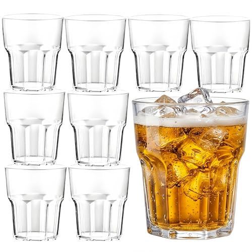 Küchera 8 Stück 260ml Wassergläser aus Kunststoff Spülmaschinenfest Acrylglas Trinkbecher BPA-frei Bierglas Whiskeygläser Cocktailbecher aus PP Plastik Wiederverwendbare für zu Hause