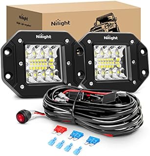 Nilight 2PCS 42W Flush Mount LED Pods Spot Flood Combo Beam Driving Light Backup Light Reverse Light Grill Mount Light with Wiring Harness Kit -2 leads, 2 Years Warranty (ZH413), White