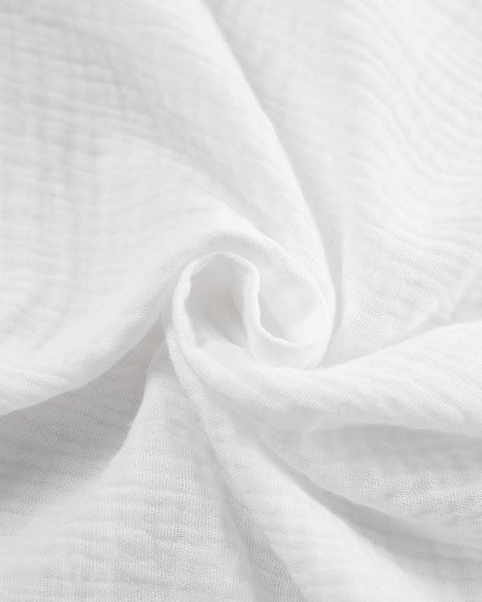 Womens Muslin Pajama Set Cotton Gauze Loungewear 3 Piece Long Sleeve Button Down Sleepwear Ruffle Pj Set - Image 6