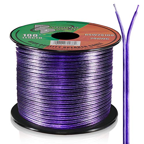 100ft 20 Gauge Speaker Wire - Copper Cable in Spool for Connecting Audio Stereo to Amplifier, Surround Sound System, TV Home Theater and Car Stereo - Pyramid RSW20100