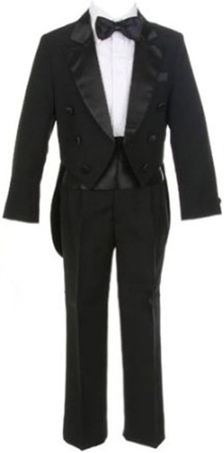 Sweet Kids Big Boys Black Tails Coat Shirt Bow Tie Pants Tuxedo Suit 18