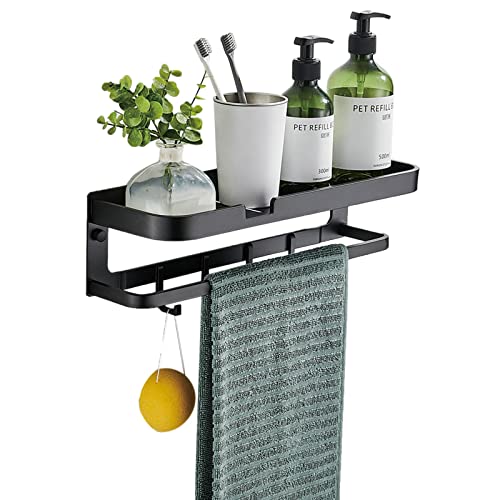 Cesta de ducha de aluminio negro de 40cm sin taladro 2