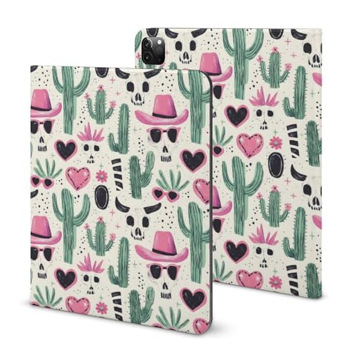 Coque iPad Pro 11 fine imprimé crânes roses idéale pour le bureau et les voyages
